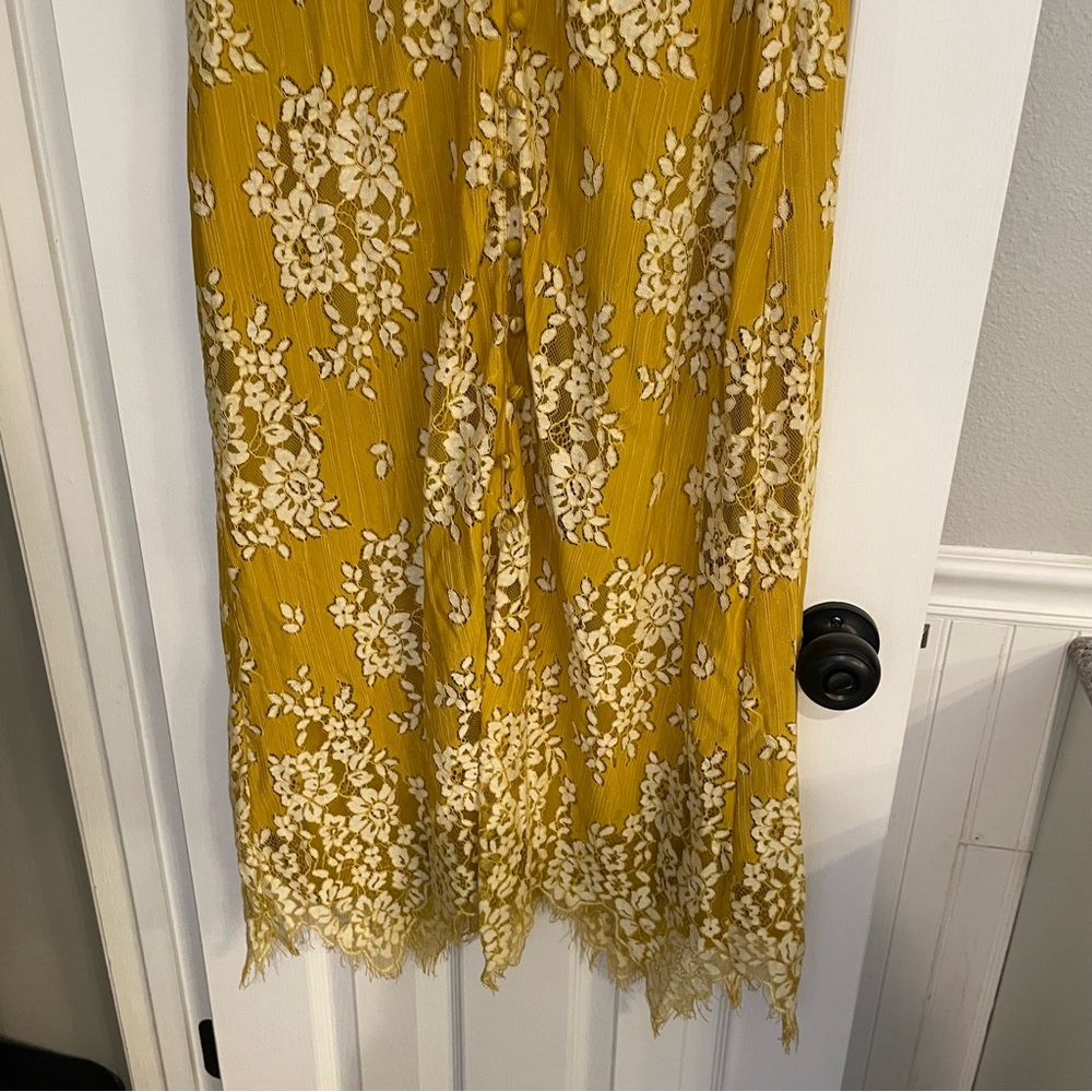 ASOS Mustard Yellow Lace Button Front Midi Dress Size 6 - Picture 7 of 11